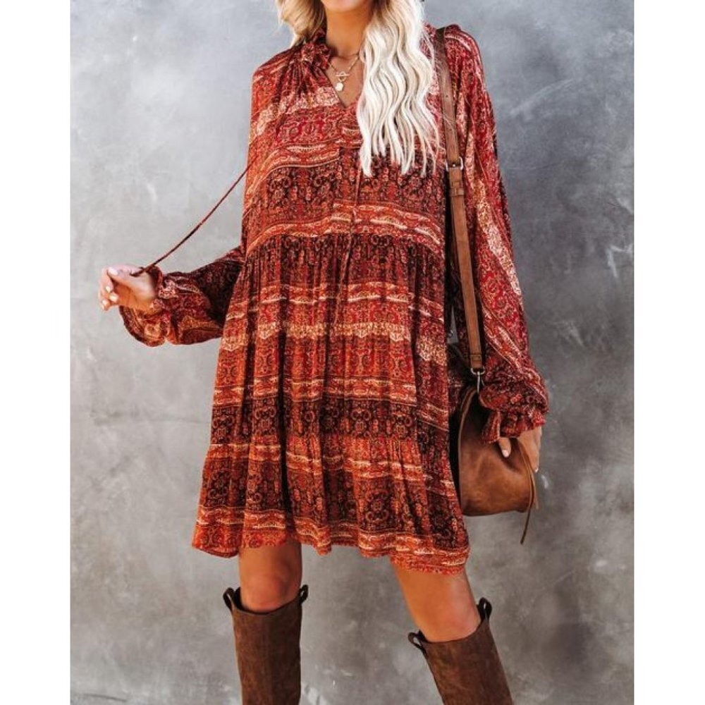 Aura Blinding Lights Swing Tiered Dress
